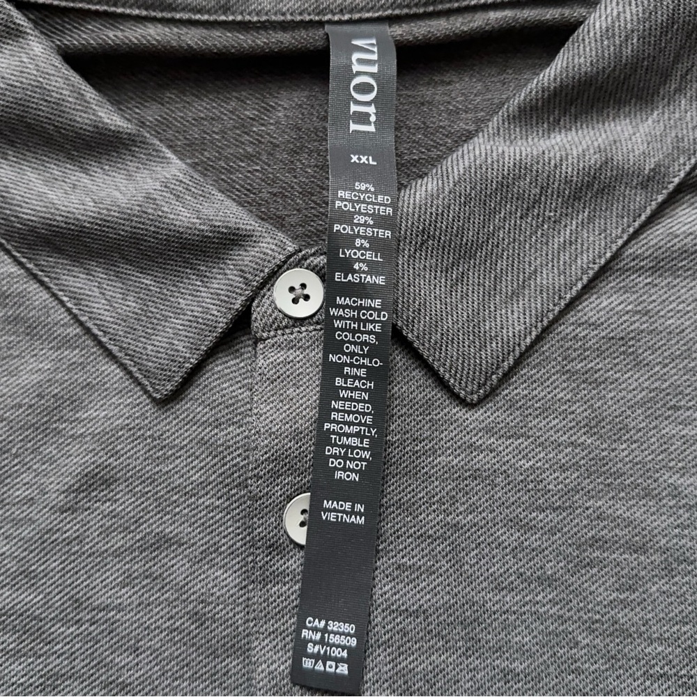 Vuori Knit Twill Polo Shirt Mens Size 2XL Short Sleeve Performance Stretch Gray - Picture 4 of 5